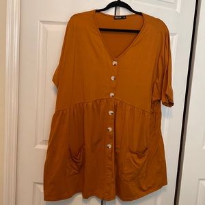Mustard button babydoll top 2x